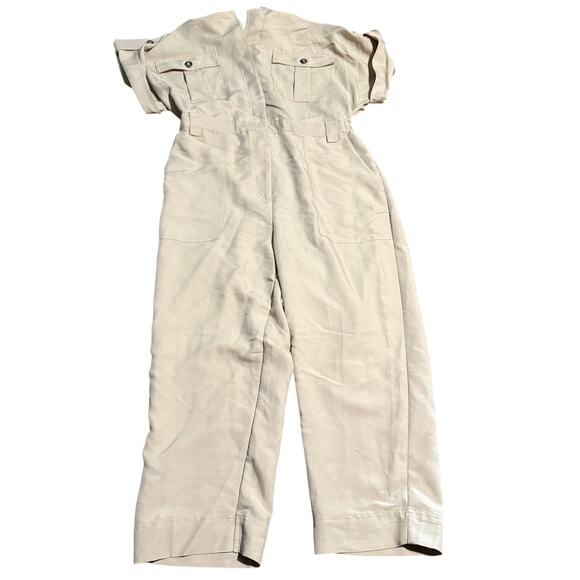 H&M Khaki Short Sleeve Utility Jumpsuit, Women's Size 12 (EU 44) - Picture 1 of 5